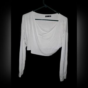 5/43. Dazy Elegant White Long Sleeve Crop Top